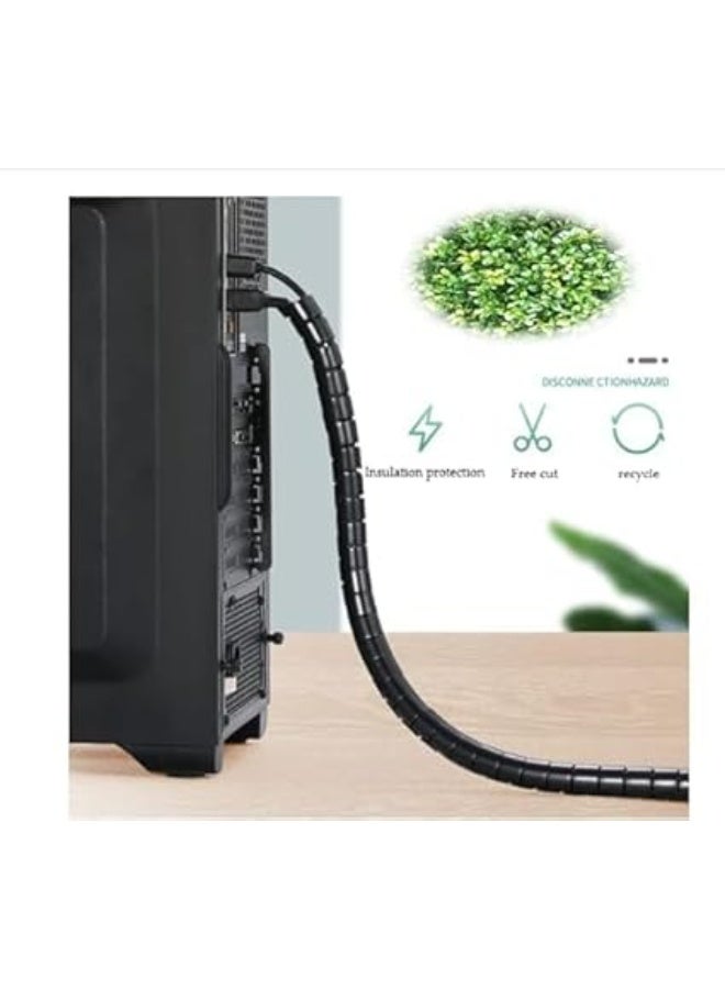 Cable Management Case Cable Wrap for Computer, TV and Home Office - Black (2 meters long, black) - Image 5